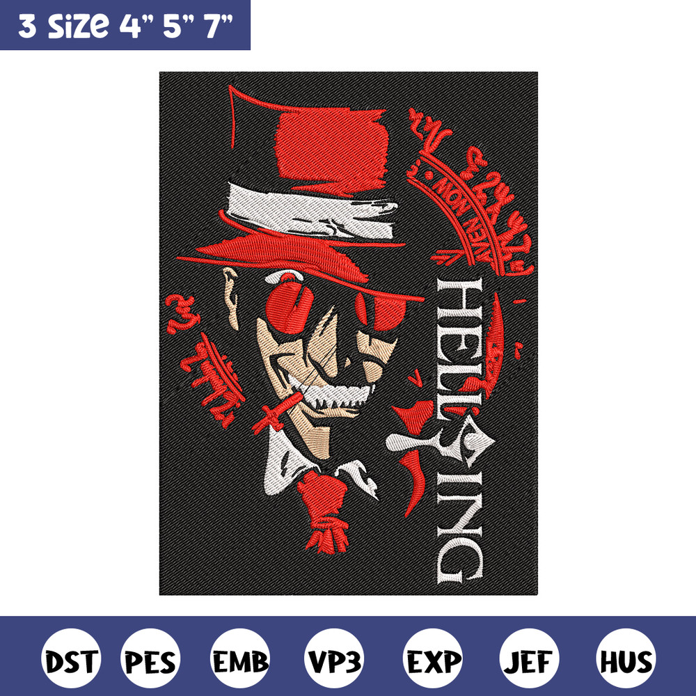Alucard Poster Embroidery Design, Hellsing Embroidery, Embroidery File, Anime Embroidery, Anime shirt, Digital download.jpg