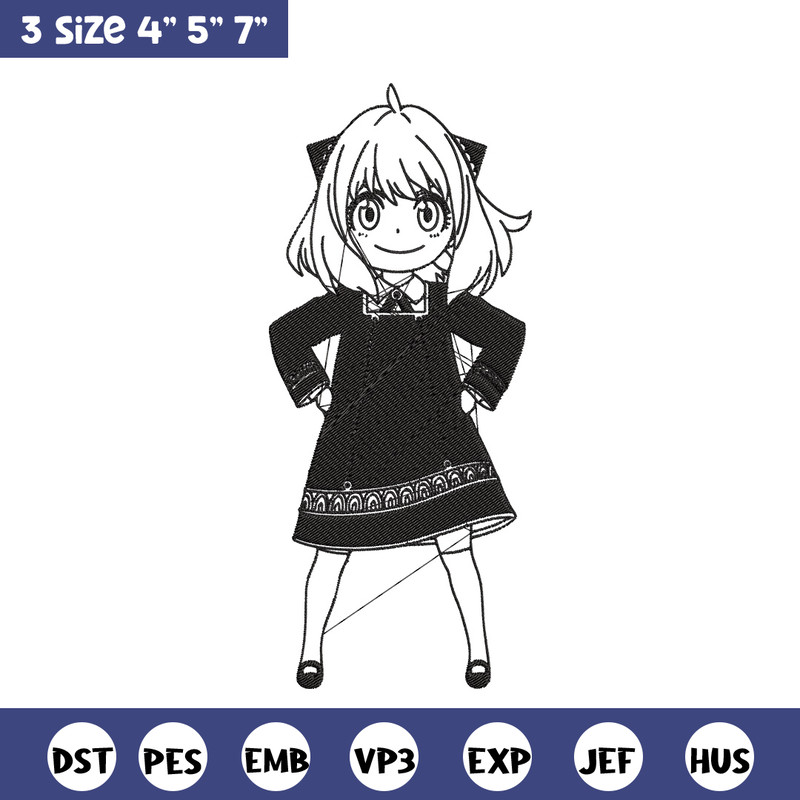 Anya Forger Embroidery Design, Spy x family Embroidery, Embroidery File, Anime Embroidery, Anime shirt, Digital download.jpg