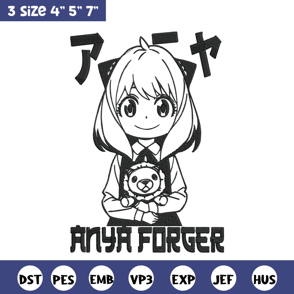 Anya forger Embroidery Design, Spy x family Embroidery, Embroidery File, Anime Embroidery, Digital download.jpg