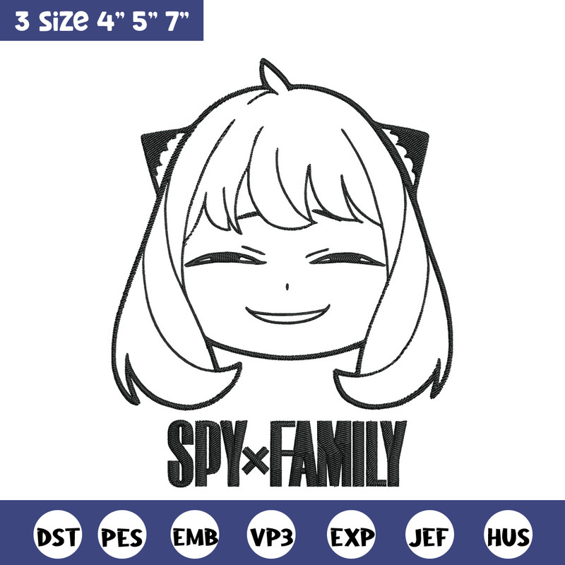 Anya smile Embroidery Design, Spy x family Embroidery, Embroidery File, Anime Embroidery, Anime shirt,Digital download.jpg
