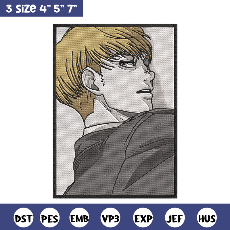 Armin Arlert Embroidery Design, Aot Embroidery, Embroidery File, Anime Embroidery, Anime shirt, Digital download.jpg