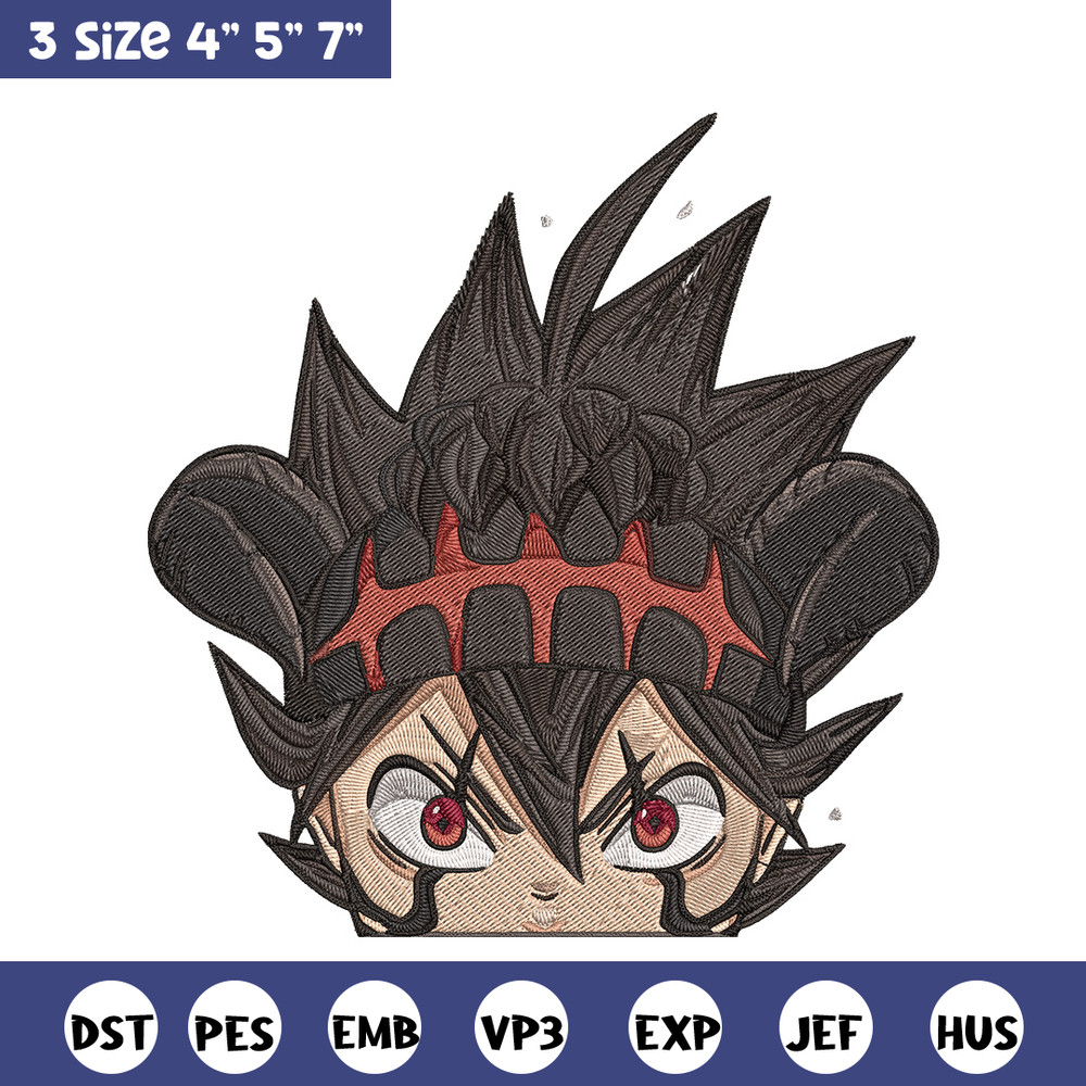 Asta Peeker Embroidery Design, Black clover Embroidery, Embroidery File, Anime Embroidery, Anime shirt, Digital download.jpg