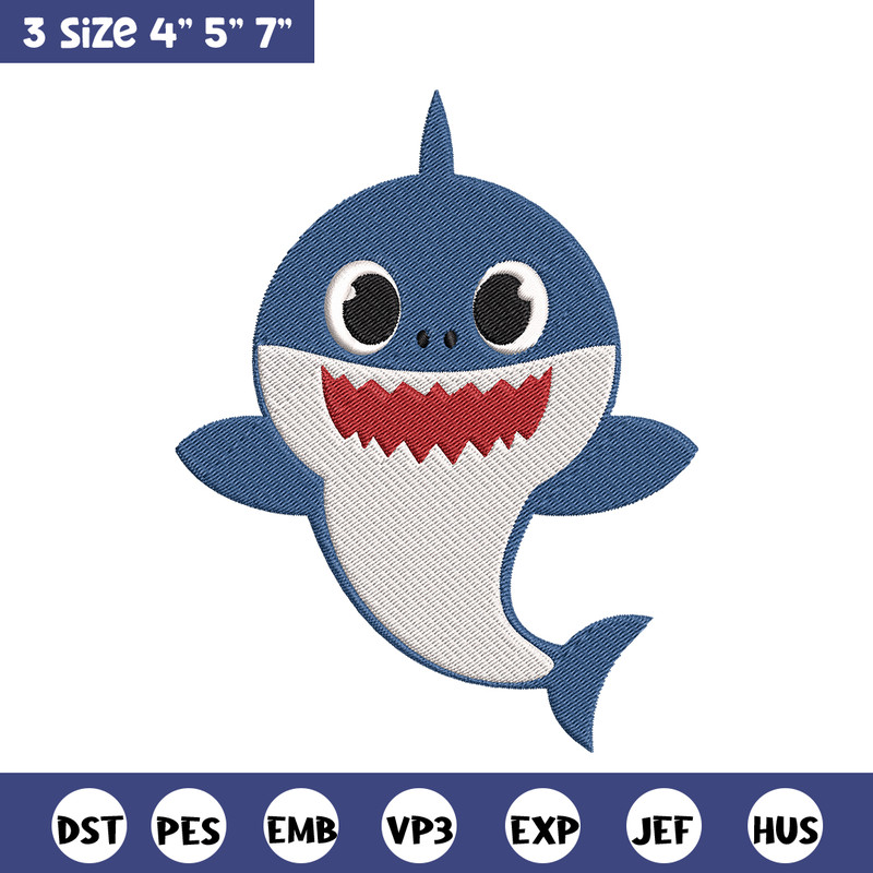 Baby Shark Embroidery Design, Shark Embroidery, Embroidery File, Embroidery design, Digital download..jpg