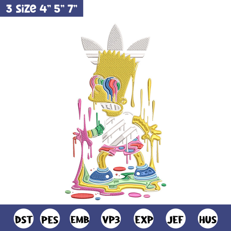 Bart simpson Embroidery Design, Simpson Embroidery, Embroidery File, Adidas Embroidery, Anime shirt, Digital download..jpg