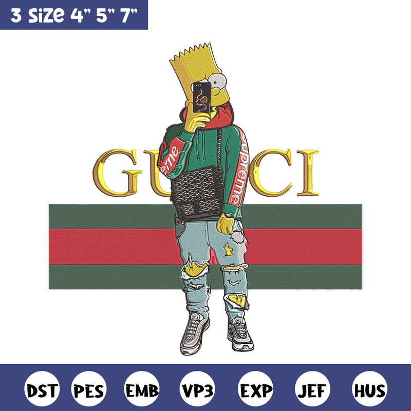 Bart Simpson Embroidery Design, Simpson Embroidery, Embroidery File, Anime Embroidery, Gucci shirt, Digital download.jpg