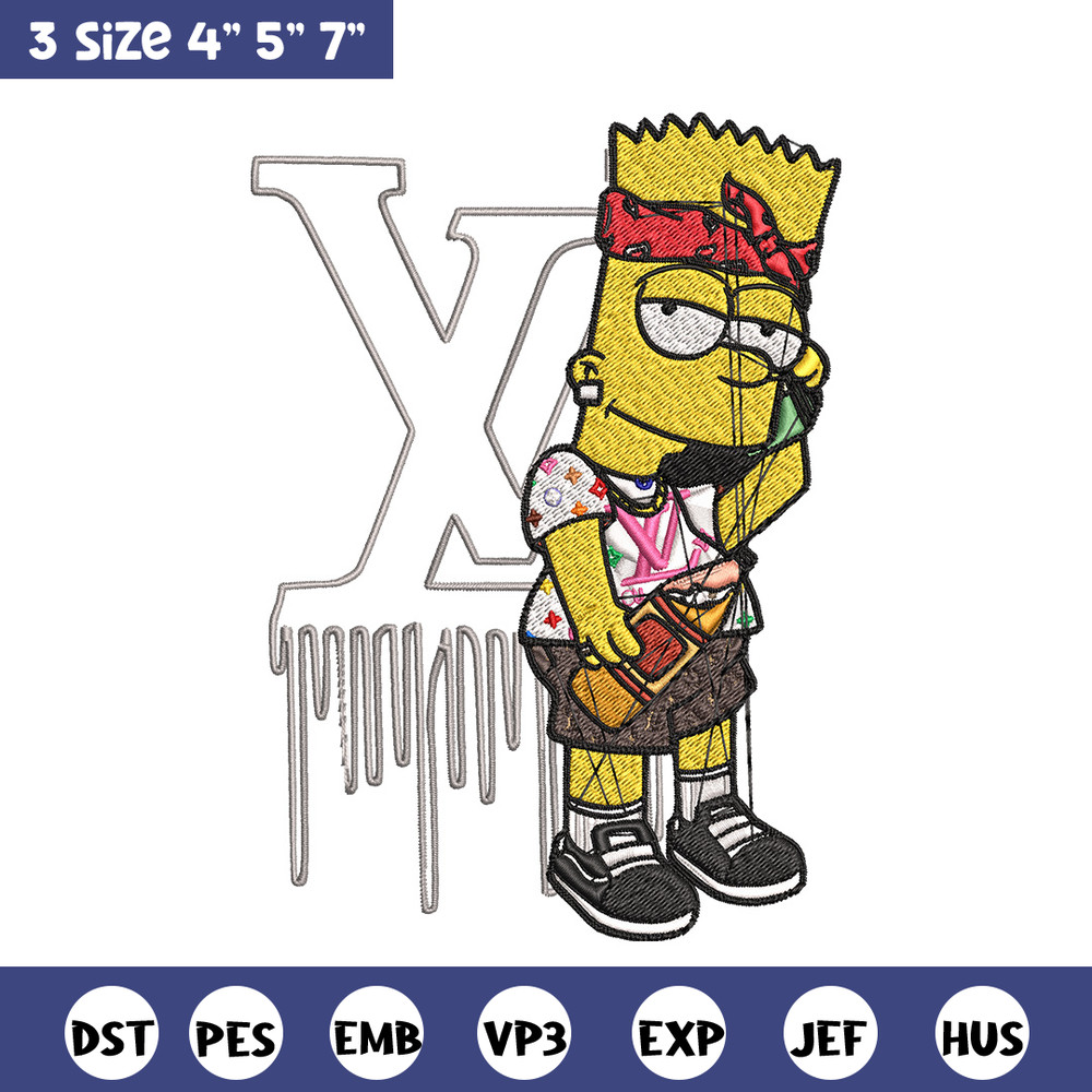 Bart simpson lv Embroidery Design, Lv Embroidery, Embroidery File, Simpson Embroidery, Logo shirt, Digital download.jpg