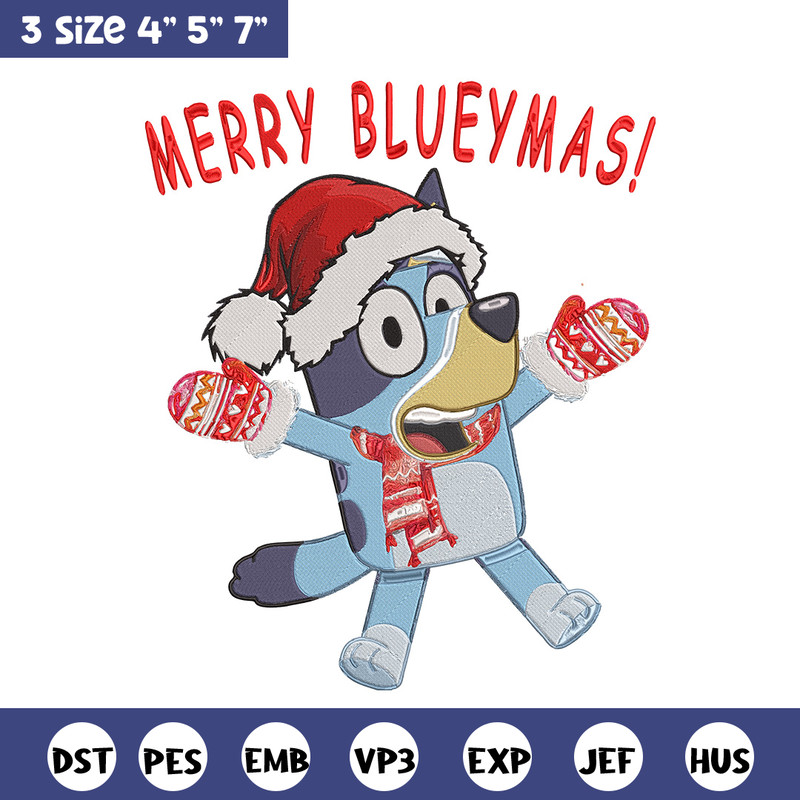Bluey chrismas Embroidery Design, Bluey Embroidery, Embroidery File,Chrismas Embroidery, Anime shirt, Digital download.jpg