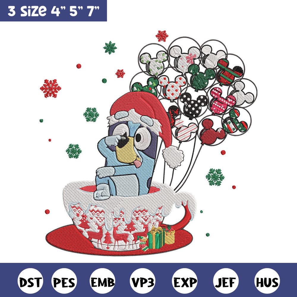 Bluey chrismas Embroidery Design,Bluey Embroidery, Embroidery File, Chrismas Embroidery, Anime shirt, Digital download.jpg