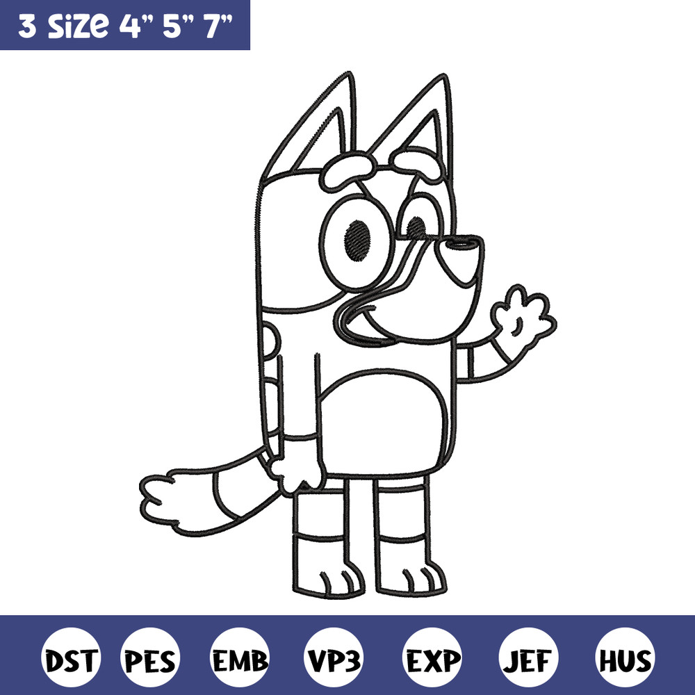 Bluey Coloring Pages Embroidery, Bluey Embroidery, Embroidery File, cartoon design, logo shirt, Digital download..jpg