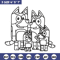 Bluey family Coloring Pages Embroidery, Bluey cartoon Embroidery, Embroidery File, cartoon design, Digital download..jpg