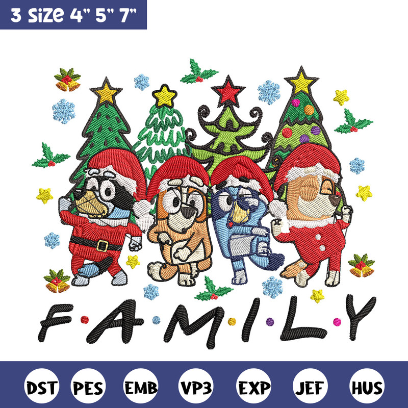 Bluey family Embroidery Design, Bluey Embroidery, Embroidery File, Chrismas Embroidery, Anime shirt, Digital download..jpg