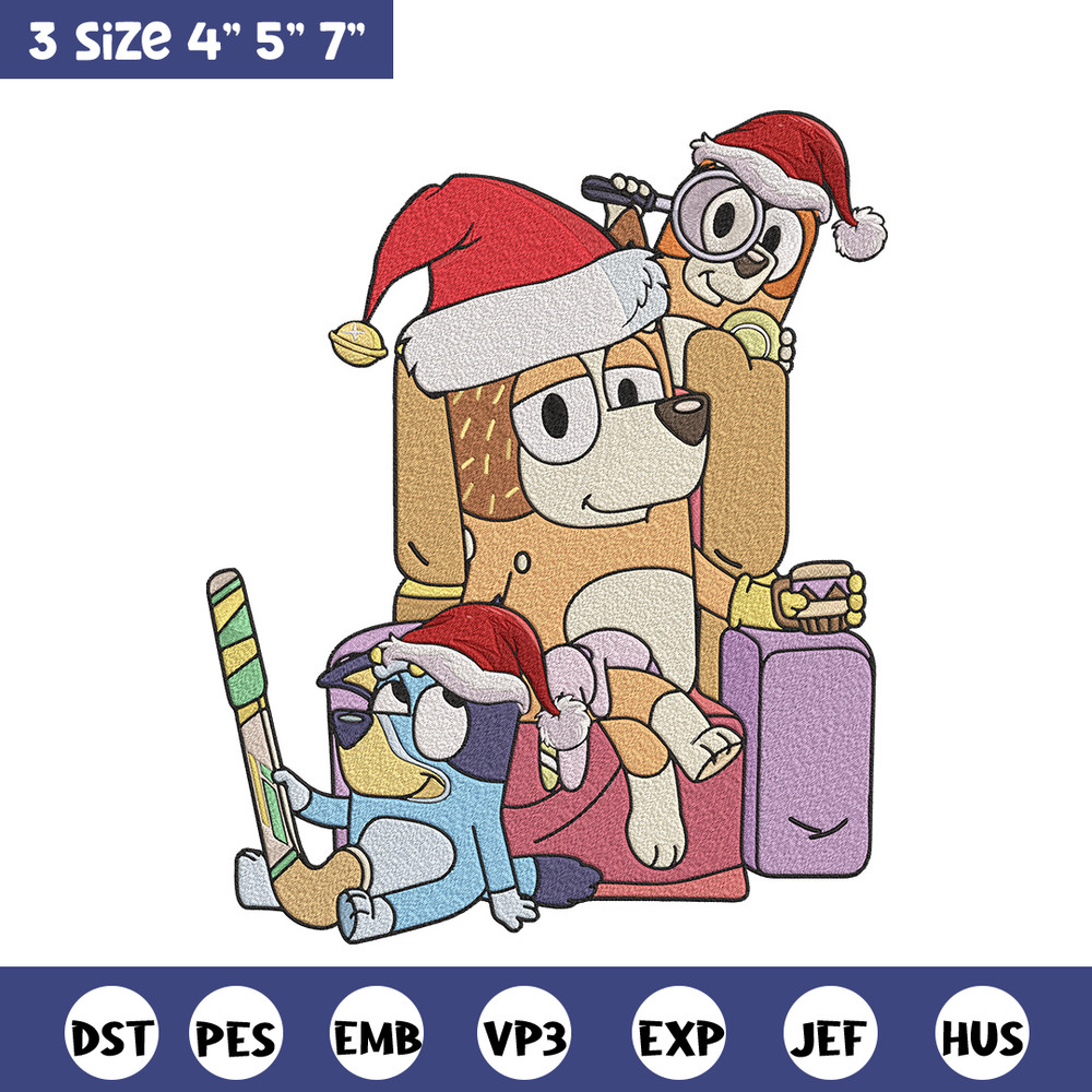 Bluey family Embroidery Design, Bluey Embroidery, Embroidery File, Chrismas Embroidery,Anime shirt, Digital download..jpg