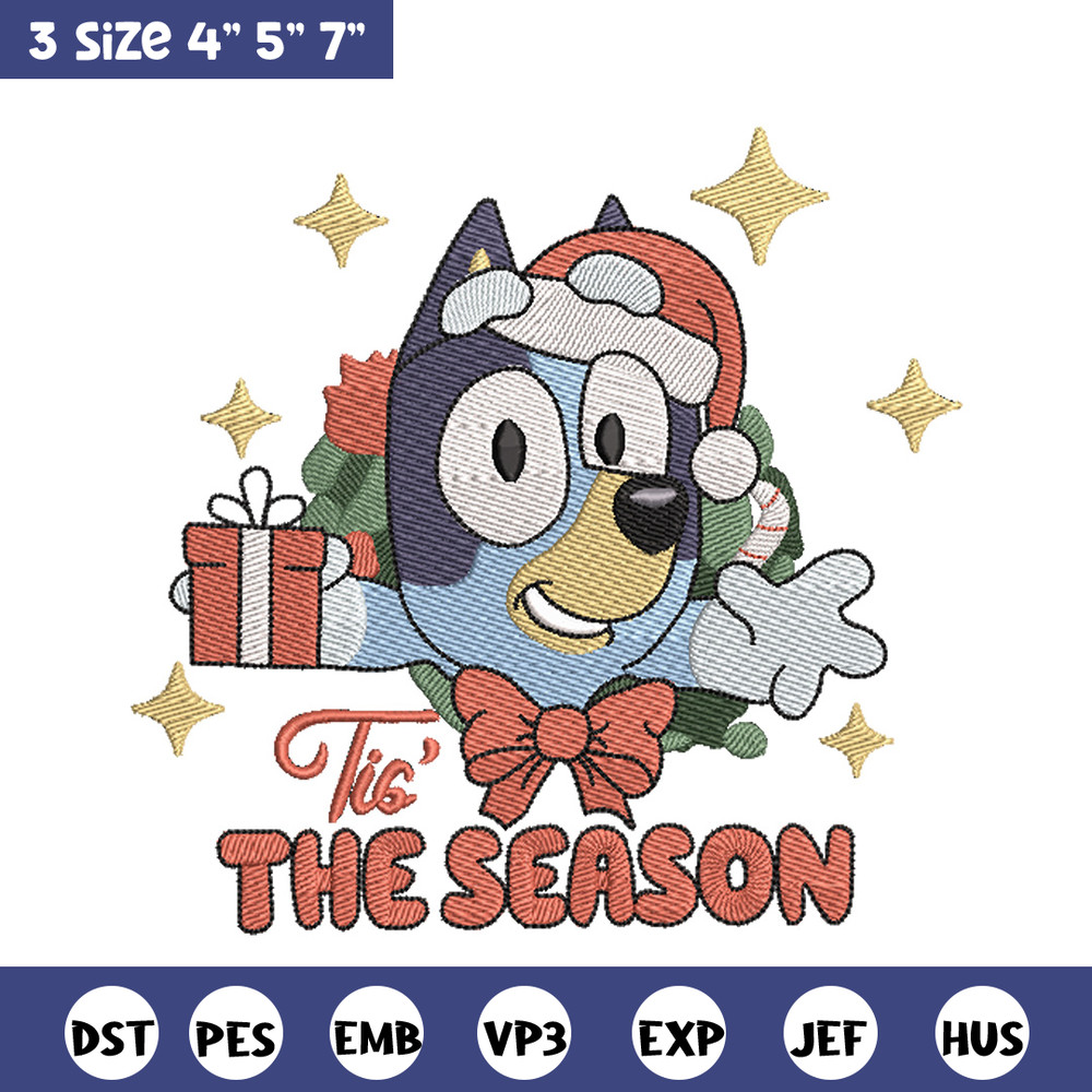 Bluey gift embroidery design, Bluey embroidery, Chrismas design, Embroidery file, Embroidery shirt, Digital download.jpg