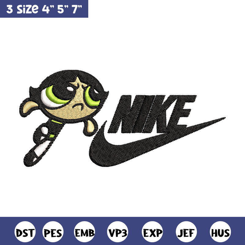 Buttercup Nike Embroidery design, Powerpuff Girls cartoon Embroidery, Nike design, Embroidery file, Instant download..jpg