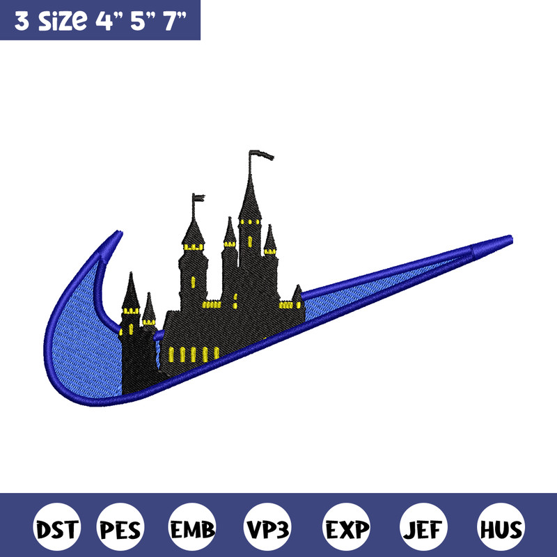 Castle Nike embroidery design, Castle embroidery, nike design, embroidery file, logo shirt, Digital download.jpg
