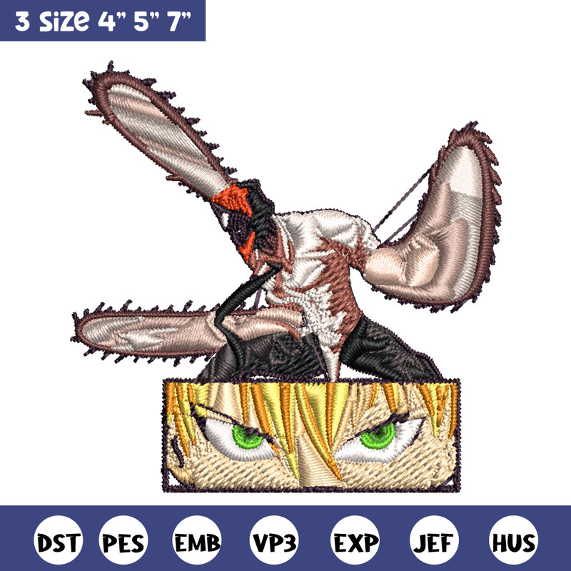 Chainsaw Embroidery Design, Chainsaw man Embroidery, Embroidery File, Anime Embroidery, Anime shirt, Digital download.jpg