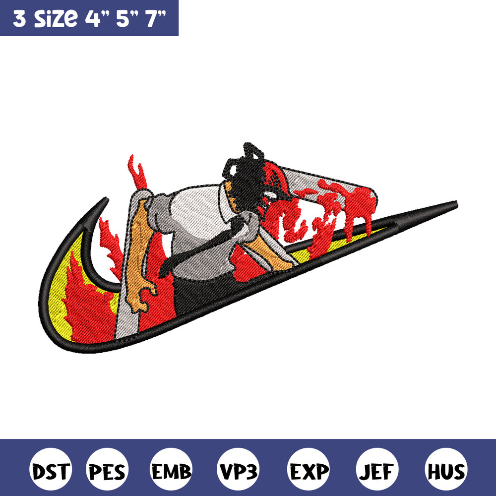 Chainsaw man Nike embroidery design, Chainsaw man embroidery, Nike design, anime design, anime shirt, Digital download.jpg