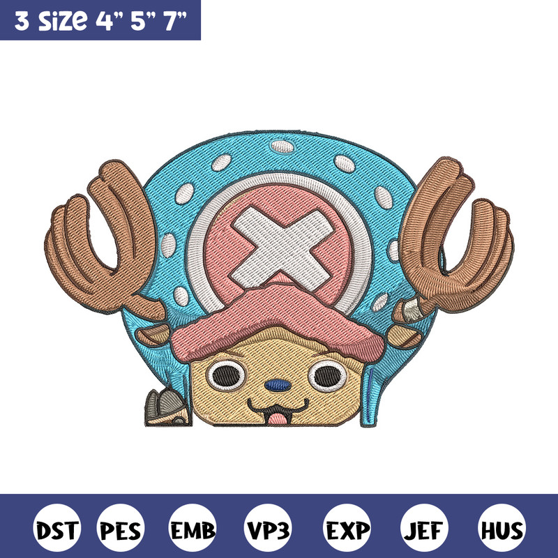 Chopper Peeker Embroidery Design, One piece Embroidery, Embroidery File, Anime Embroidery, Anime shirt, Digital download.jpg