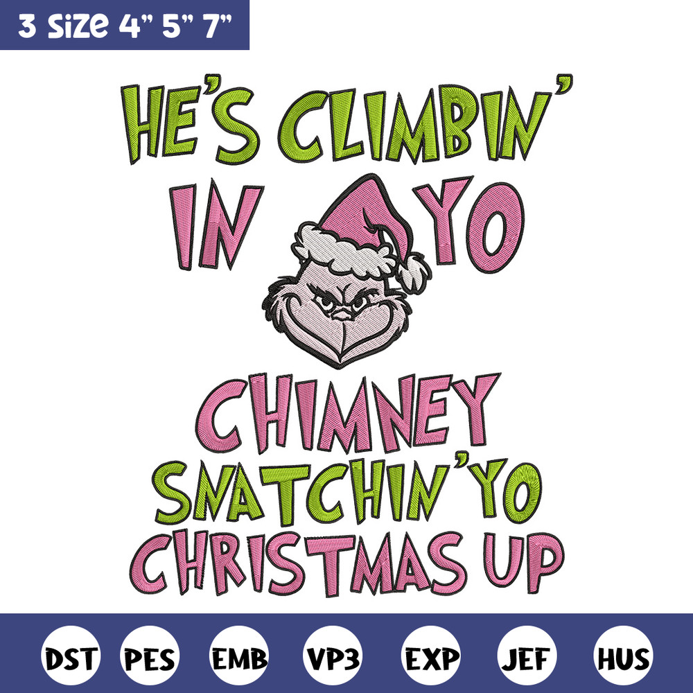 Chrismas up Embroidery Design, Grinch Embroidery, Embroidery File, Chrismas Embroidery, Anime shirt, Digital download.jpg