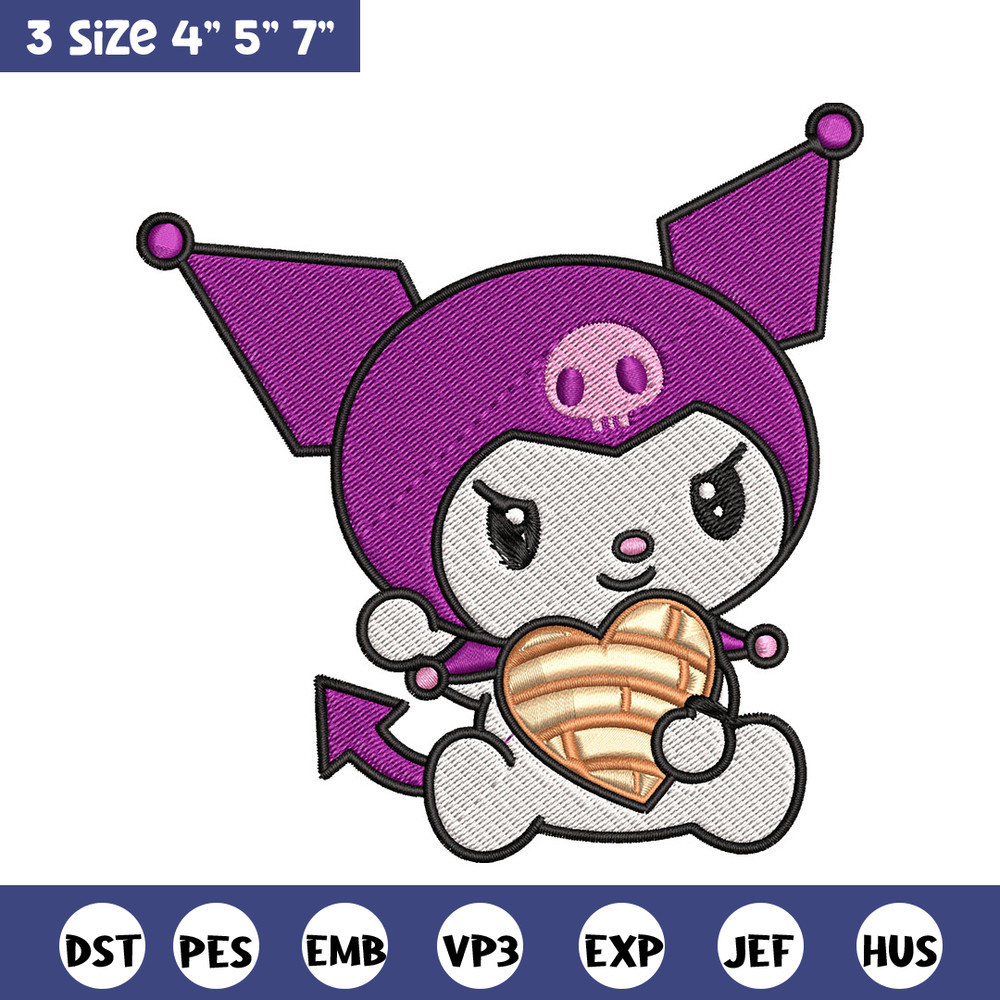 Concha Kuromi Embroidery Design, Kuromi cartoon Embroidery, Embroidery File, Cartoon shirt, Digital download..jpg