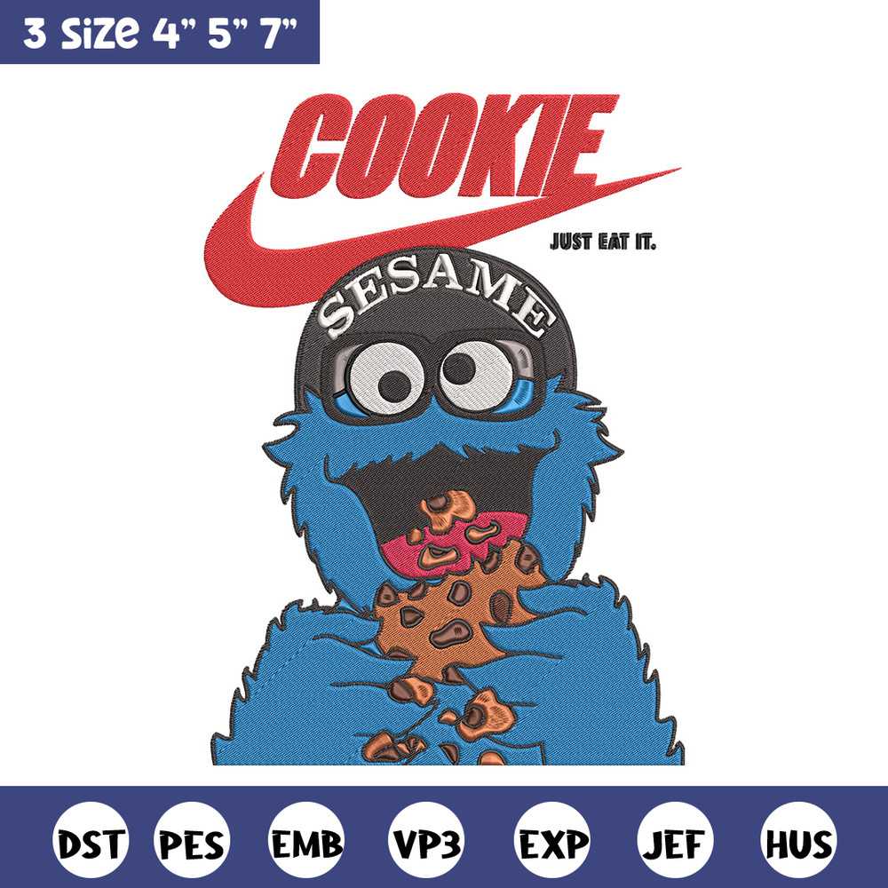 Cookie Monster x nike Embroidery Design, Cookie Monster Embroidery, Embroidery File, Nike Embroidery, Digital download.jpg
