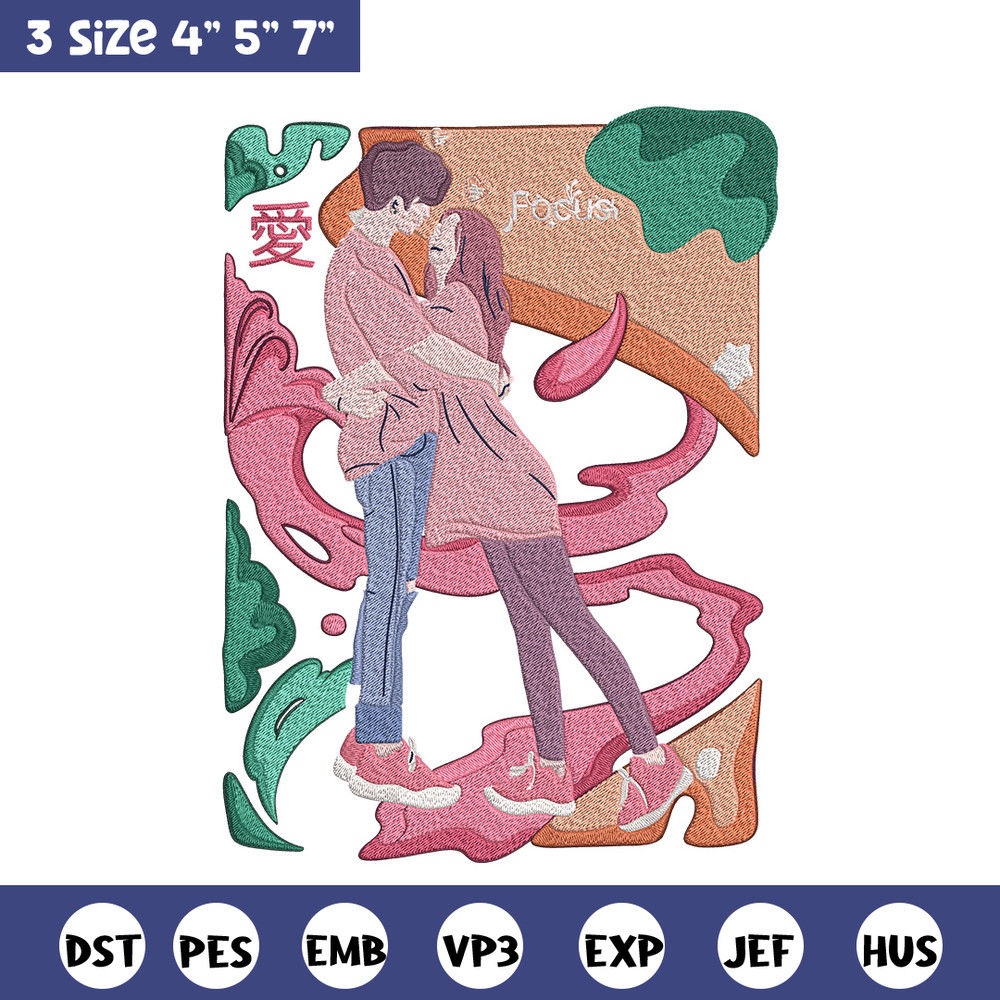 Couple poster Embroidery Design, Couple Embroidery, Embroidery File, Anime Embroidery, Anime shirt, Digital download.jpg