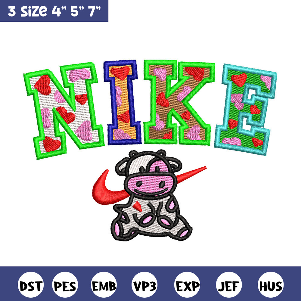 Cow color x nike embroidery design, Cow embroidery, Nike design, Embroidery shirt, Embroidery file, Digital download.jpg