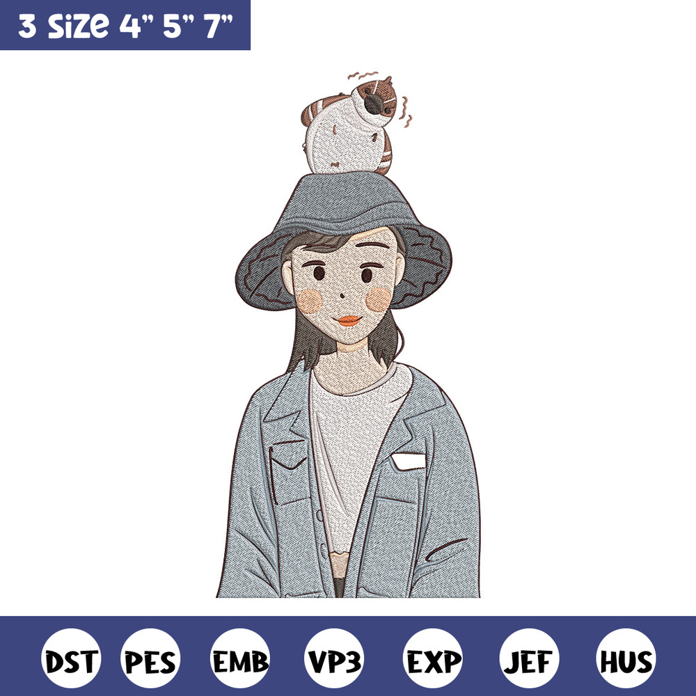 Cute girl Embroidery Design, Cartoon Embroidery, Embroidery File, Anime Embroidery, Anime shirt, Digital download.jpg