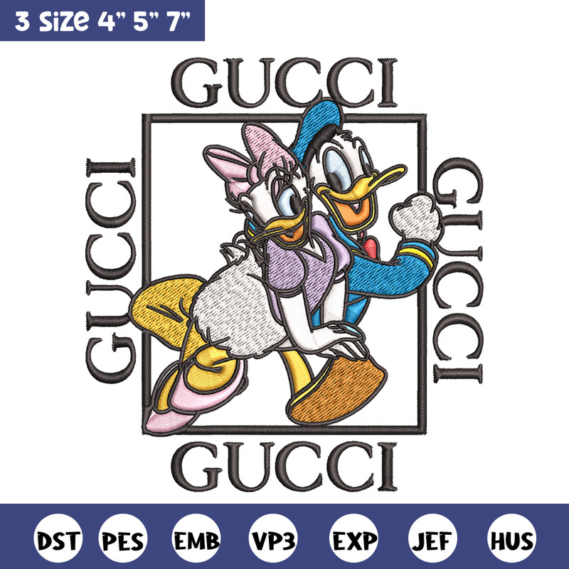 Daisy And Donald Duck Gucci Embroidery design, Disney Embroidery, cartoon design, Embroidery File, Digital download..jpg