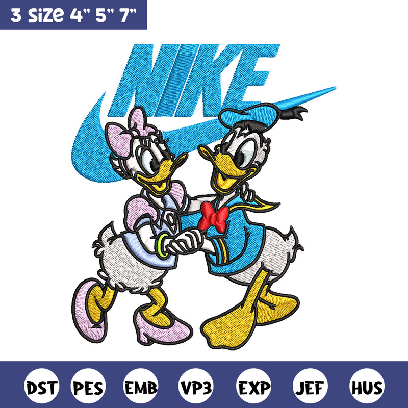 Daisy and Donald duck Nike Embroidery design, Cartoon Embroidery, Nike design, Embroidery file, Instant download.jpg