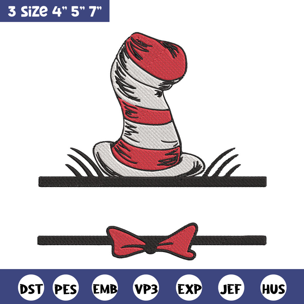 Dr seuss hat Embroidery Design, Cat In The Hat Embroidery, Embroidery File, logo shirt, Digital download..jpg