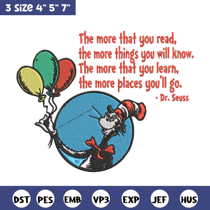Dr Seuss with Balloon Embroidery Design, Dr Seuss Embroidery, Embroidery File, Embroidery design, Digital download..jpg