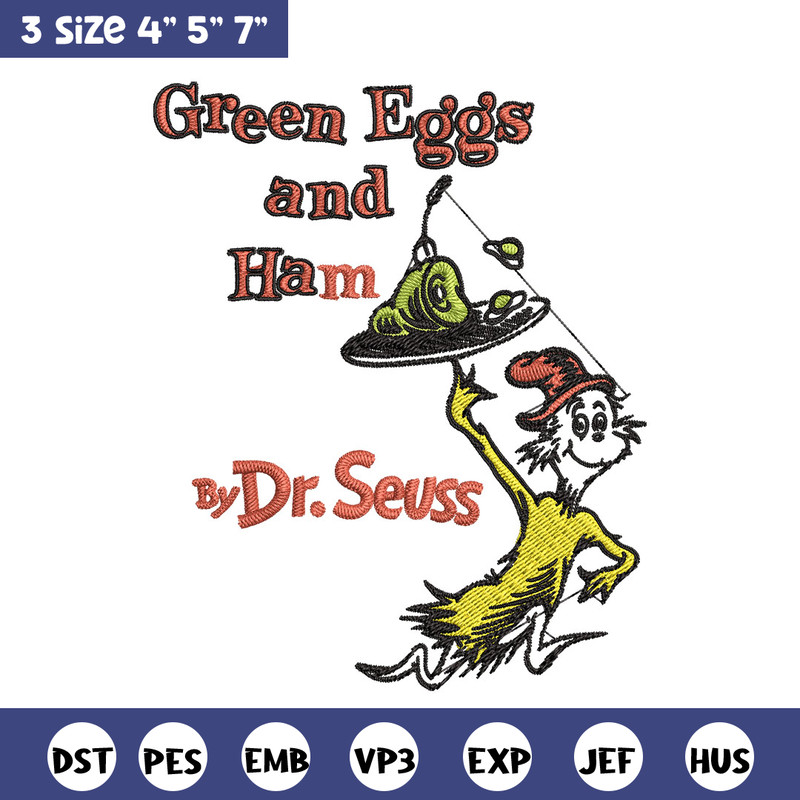 Green eggs and ham buy Dr. Seuss Embroidery Design, Dr Seuss Embroidery, Embroidery File, Digital download..jpg