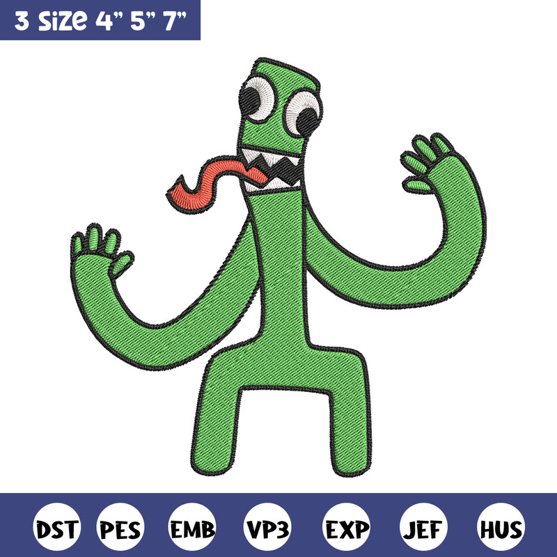 Green Rainbow Embroidery Design, Rainbow Friends Embroidery, Embroidery File, Anime Embroidery, Digital download..jpg