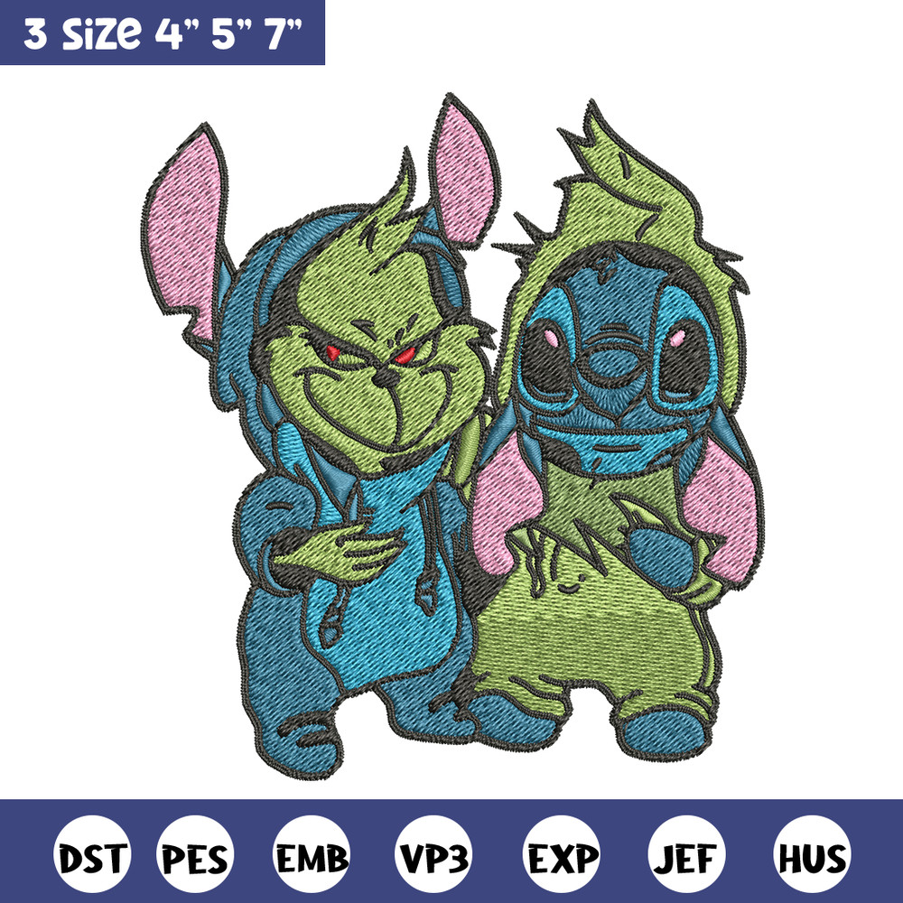 Grinch and Stitch Embroidery design, Grinch and Stitch Embroidery, cartoon design, logo shirt, Digital download..jpg