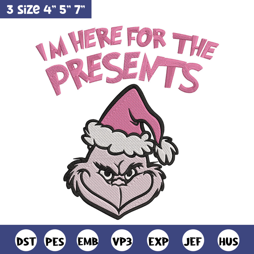 Grinch Im here Embroidery Design, Grinch Embroidery, Embroidery File, Chrismas Embroidery, Anime shirt, Digital download.jpg