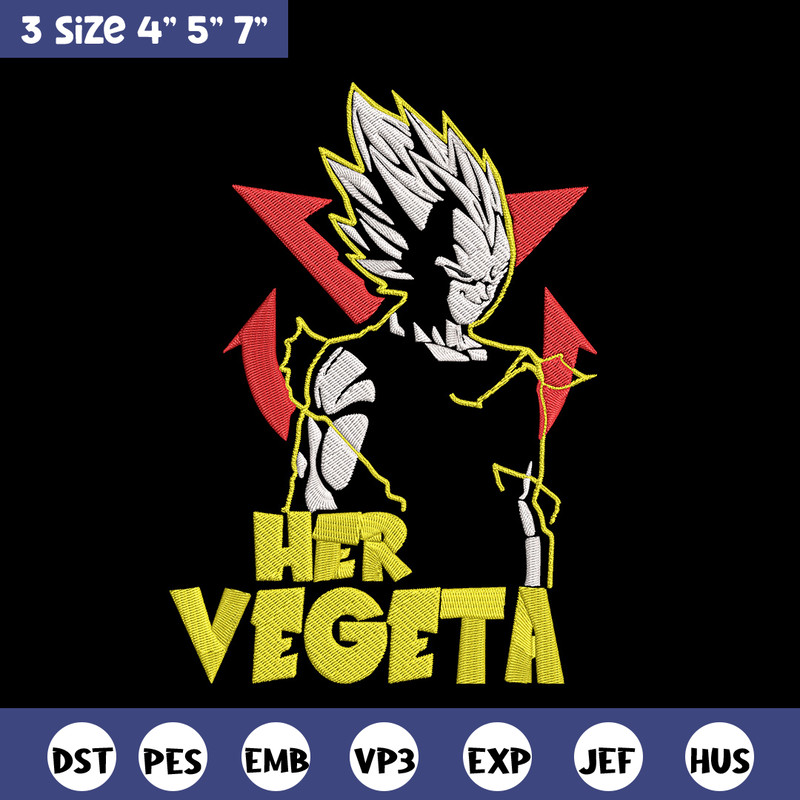 Her Vegeta Embroidery Design, Dragonball Embroidery, Embroidery File, Anime Embroidery, Anime shirt, Digital download.jpg