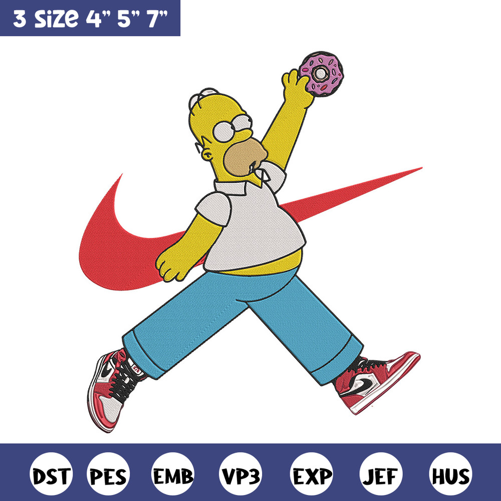 Homer Simpson Embroidery Design, Simpson Embroidery, Embroidery File, Anime Embroidery, Nike shirt, Digital download.jpg