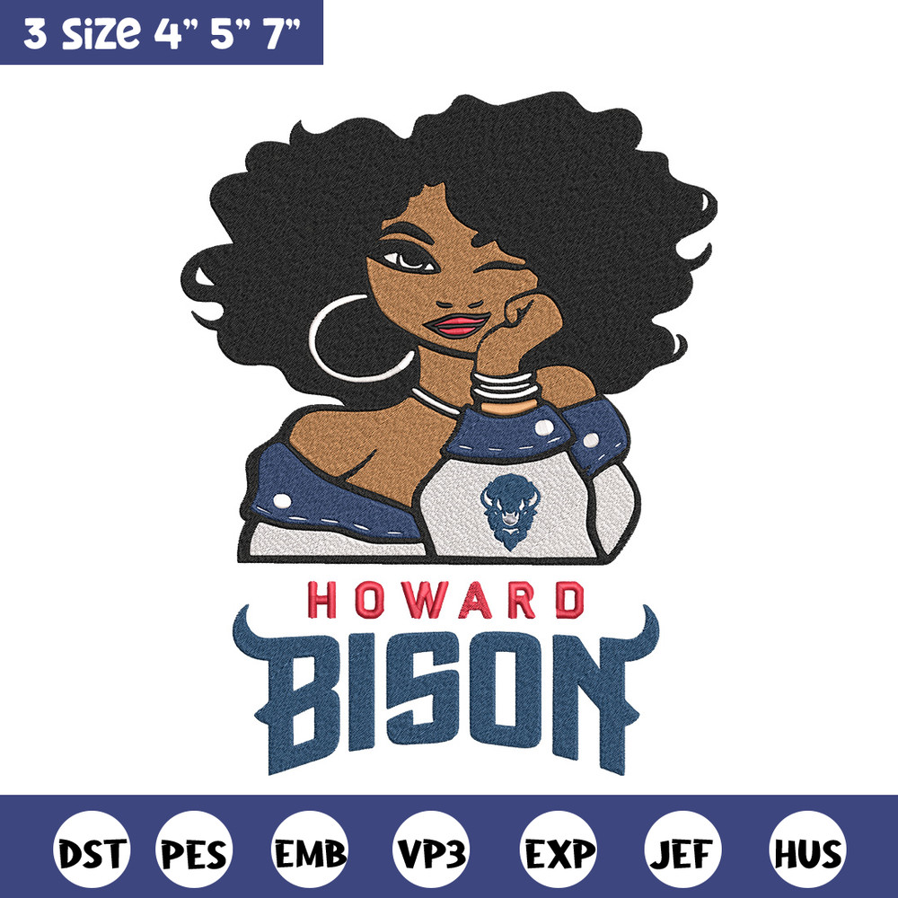 Howard Bison girl embroidery design, NCAA embroidery, Embroidery design, Logo sport embroidery,Sport embroidery.jpg