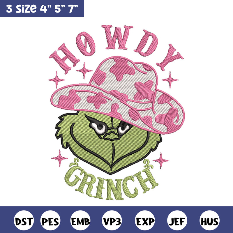 Howdy grinch embroidery design, Grinch embroidery,Chrismas design, Embroidery shirt, Embroidery file, Digital download.jpg