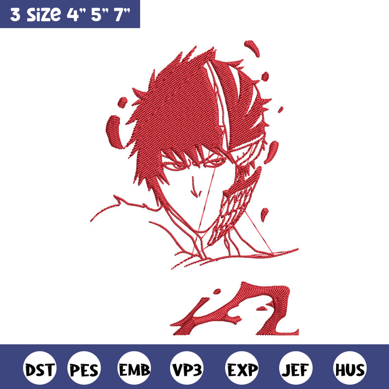 Ichigo poster Embroidery Design, Bleach Embroidery, Embroidery File, Anime Embroidery, Anime shirt, Digital download.jpg