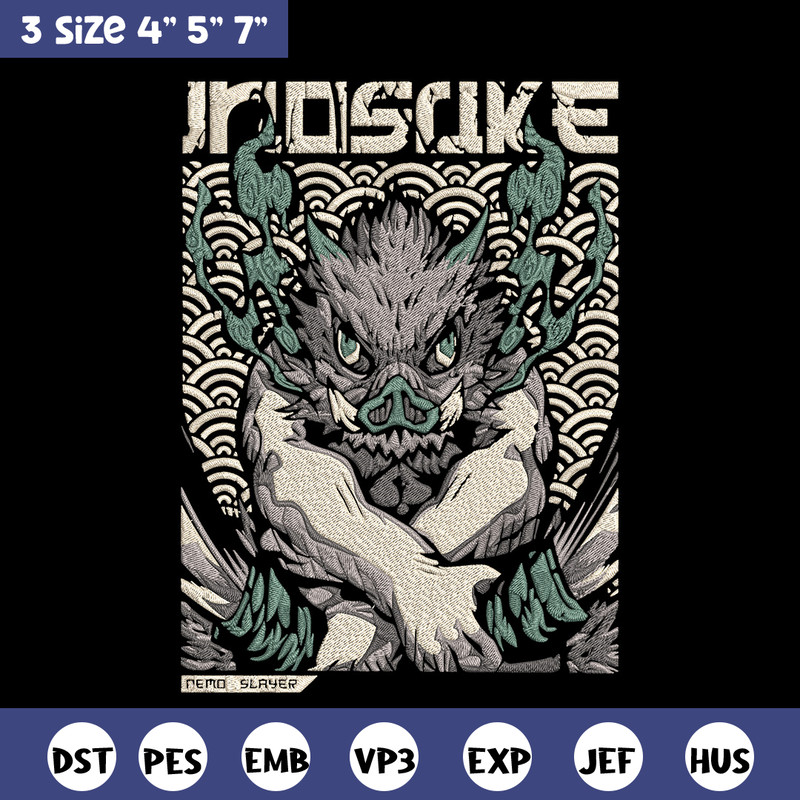 Inosuka poster Embroidery Design, Demon slayer Embroidery,Embroidery File,Anime Embroidery,Anime shirt,Digital download.jpg
