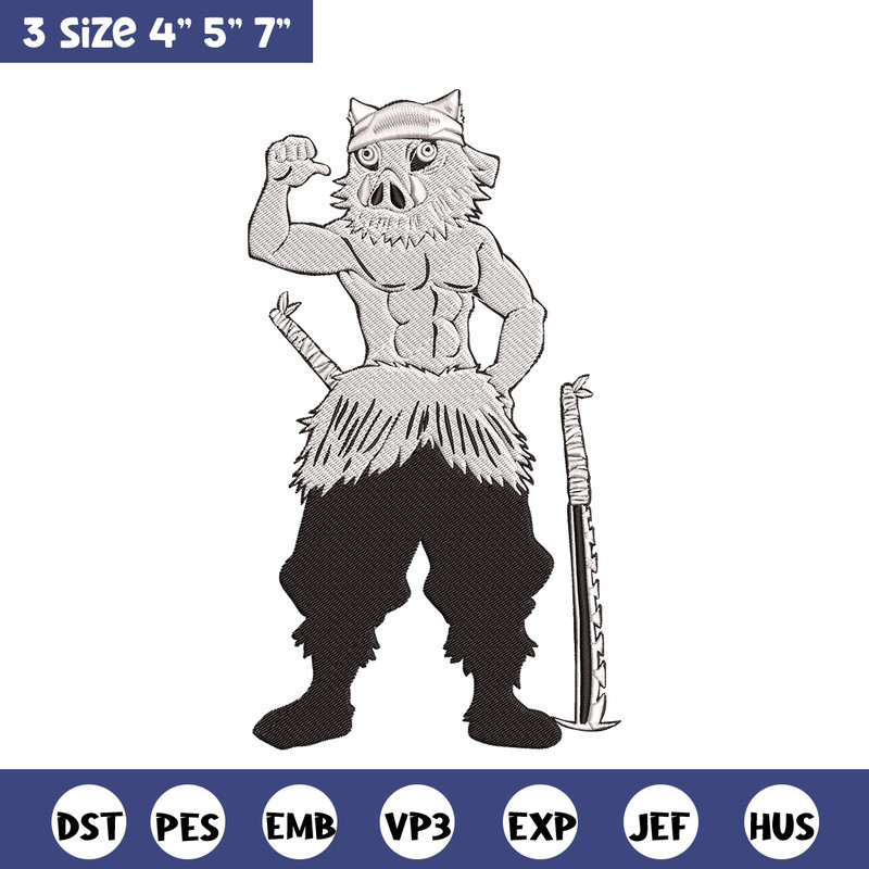 Inosuke Embroidery Design,Demon slayer Embroidery, Embroidery File,Anime Embroidery,Anime shirt,Digital download.jpg