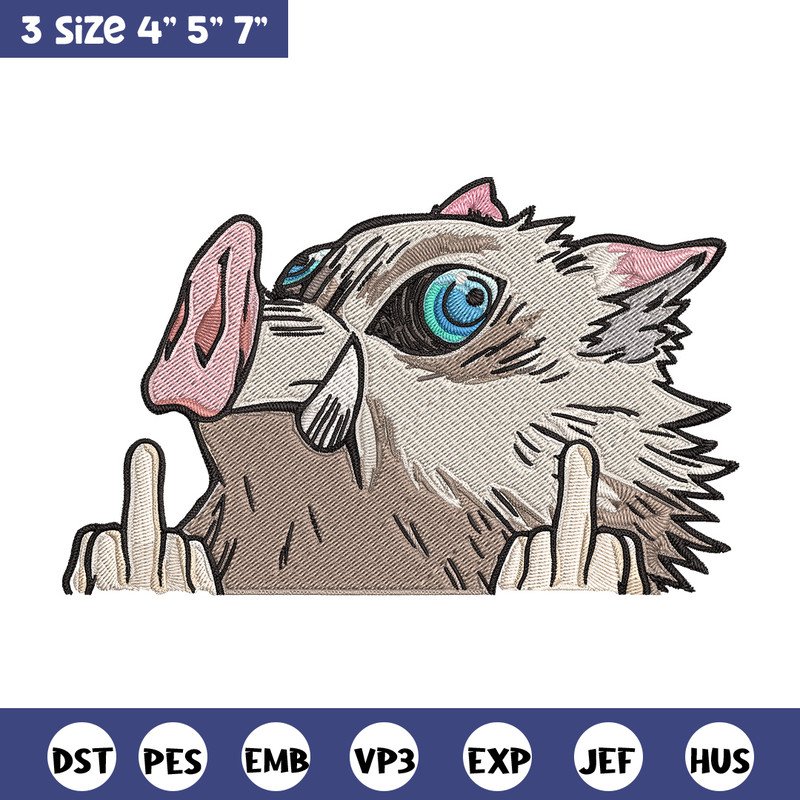 Inosuke Peeker Embroidery Design, Demon slayer Embroidery, Embroidery File, Anime Embroidery, Digital download.jpg