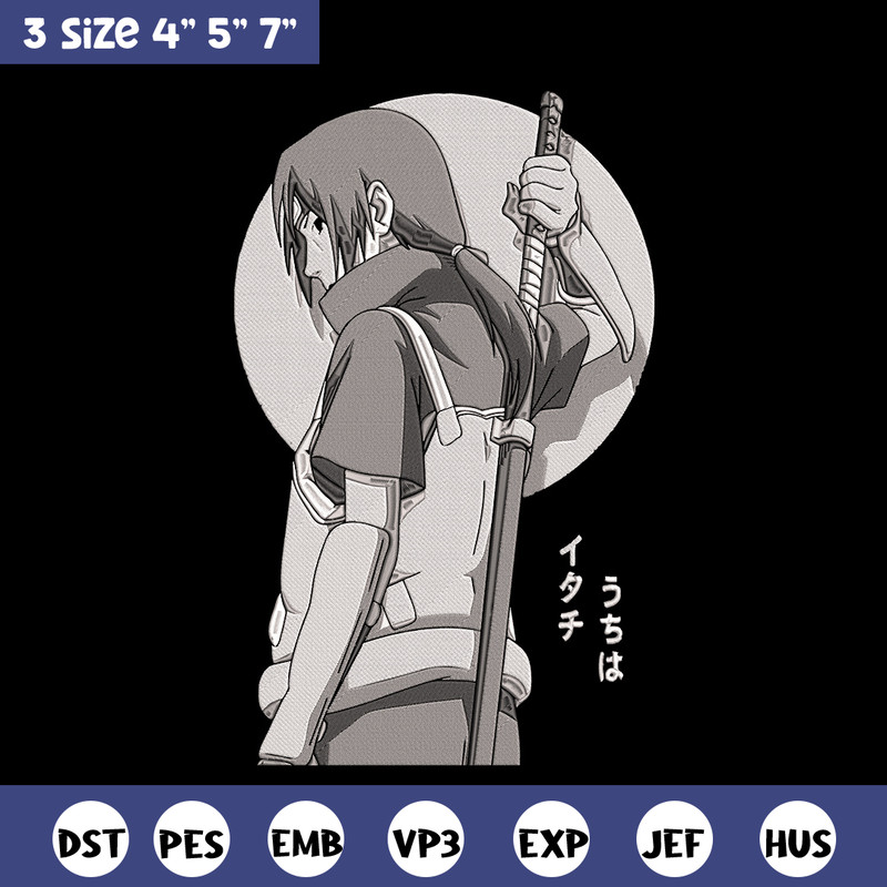Itachi ninja Embroidery Design, Naruto Embroidery, Embroidery File, Anime Embroidery, Anime shirt, Digital download.jpg
