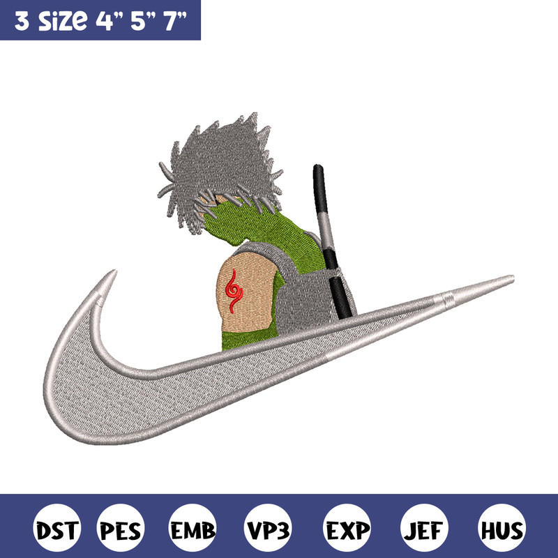 Kakashi Hatake Nike embroidery design, Naruto embroidery, nike design, anime design, anime shirt, Digital download.jpg
