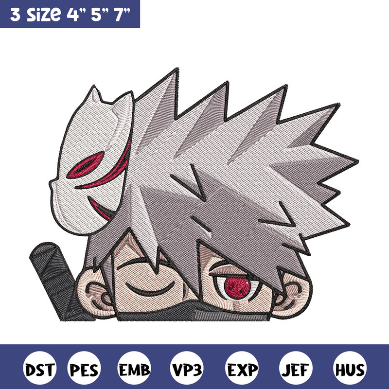 Kakashi Peeker Embroidery Design, Naruto Embroidery, Embroidery File, Anime Embroidery, Anime shirt, Digital download..jpg