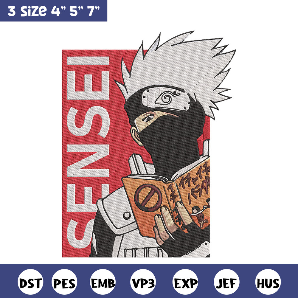 Kakashu sensei Embroidery Design, Naruto Embroidery, Embroidery File, Anime Embroidery, Anime shirt, Digital download.jpg