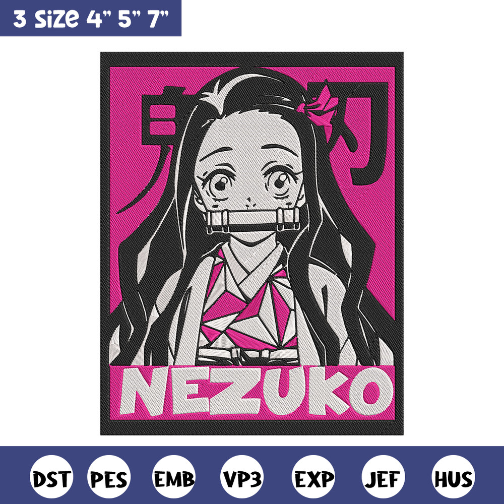 Kamado nezuko poster Embroidery Design, Demon slayer Embroidery, Embroidery File, Anime Embroidery, Digital download..jpg