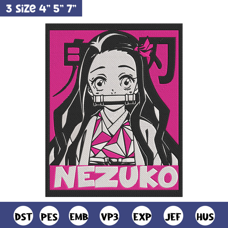 Kamado nezuko poster Embroidery Design, Demon slayer Embroidery, Embroidery File, Anime Embroidery, Digital download..jpg